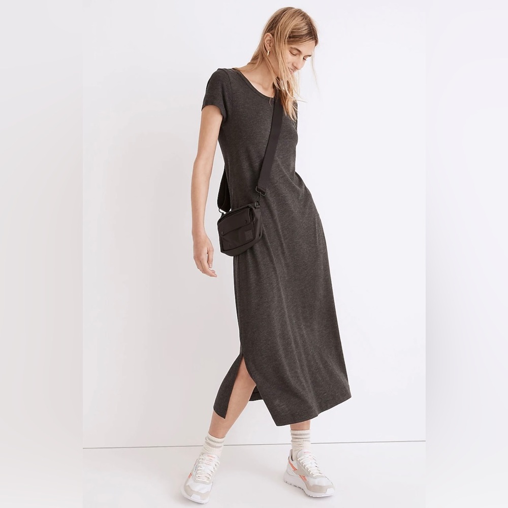 Madewell Relaxed Midi Tee Dress, Charcoal Gray, Size XS, New With Tags